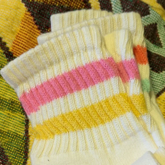 American Trench White Socks with Pink and Green Stripes - Picture 3 of 7